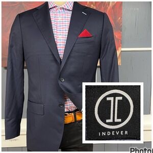 Unbranded Suit Jacket Blazer Mens 40R Tailored Fit Wool Dark Navy Working Cuffs